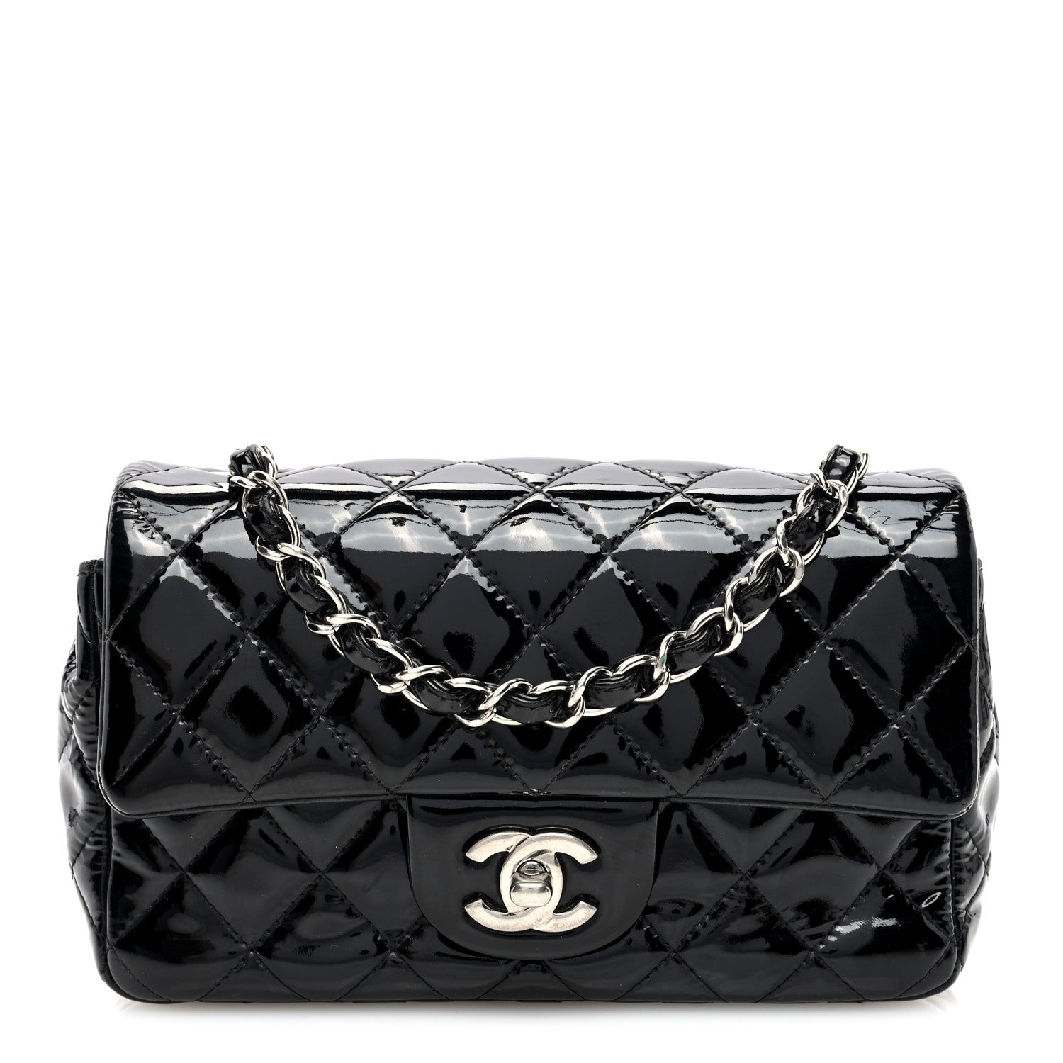 Chanel Patent Calfskin Quilted Mini Rectangular Flap Black 1 of 10