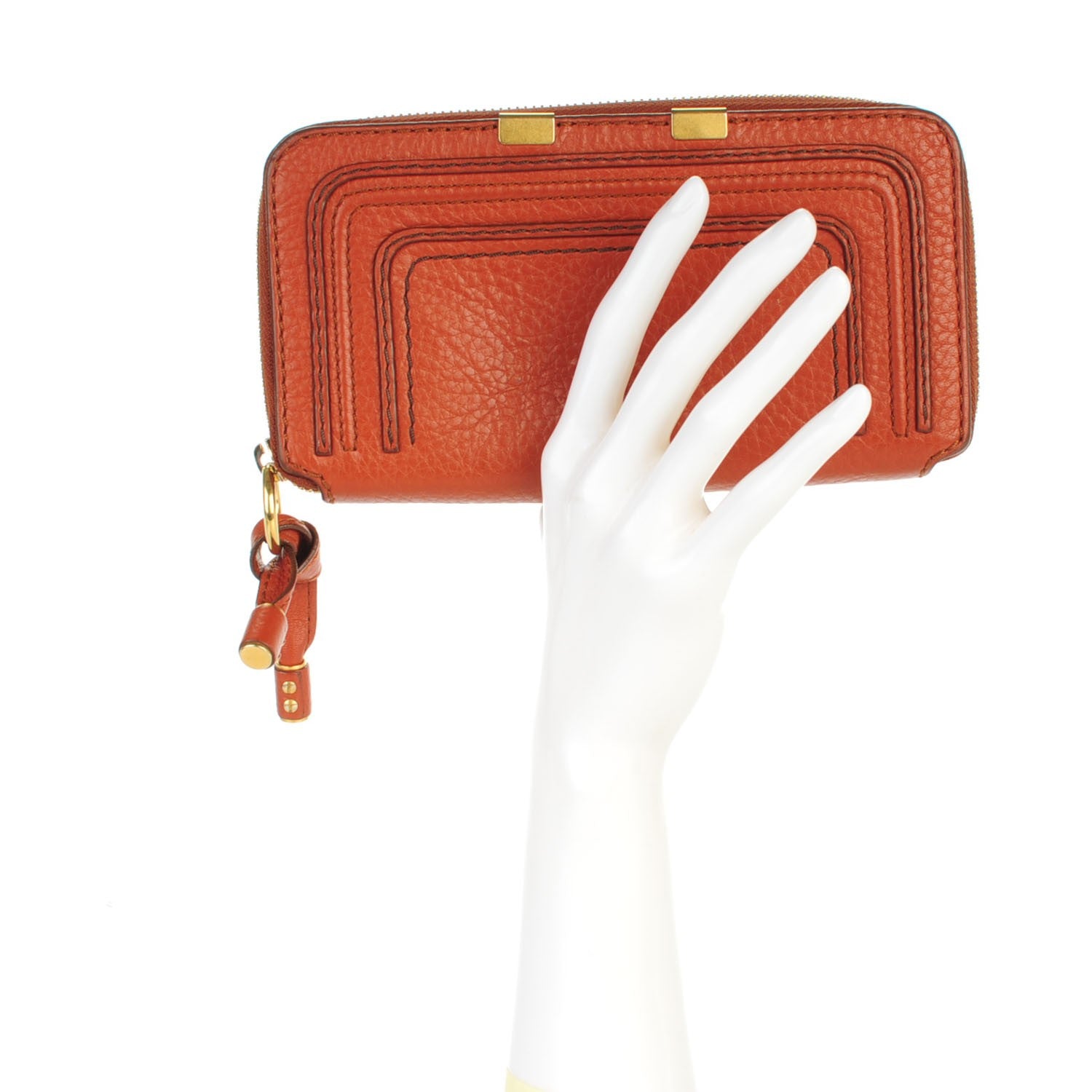 Chloe Grained Calfskin Marcie Long Zip Around Wallet Tan 2 of 8
