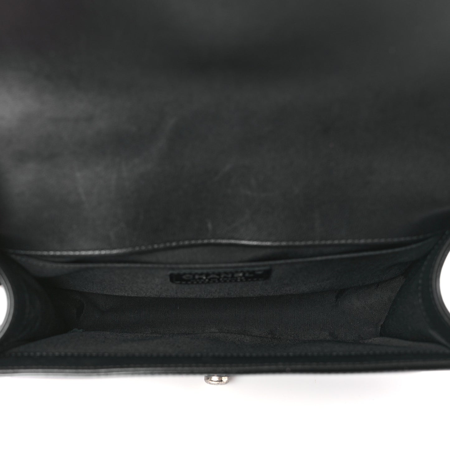 Glazed Calfskin Medium Boy Flap Black