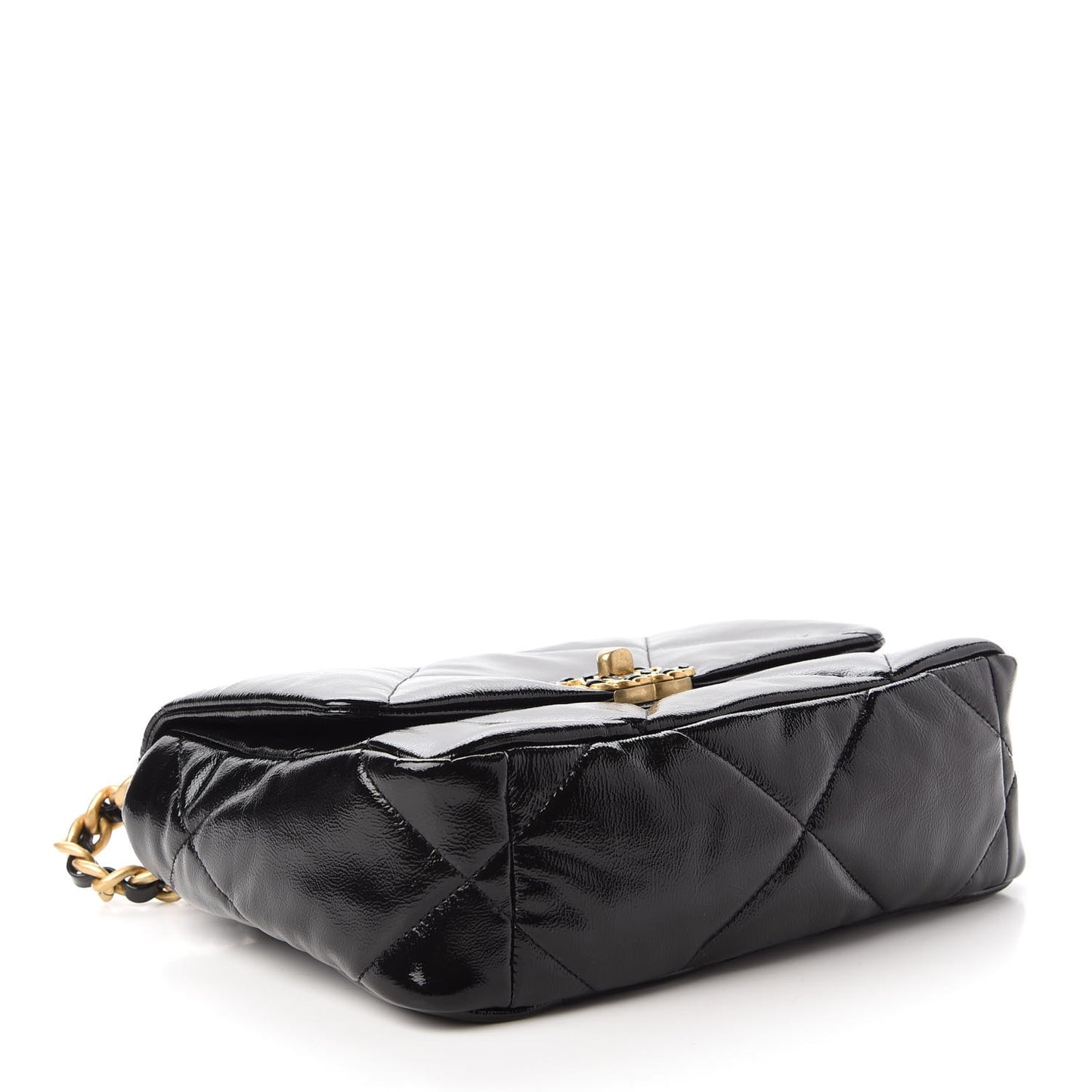 Shiny Crumpled Calfskin Quilted Medium Chanel 19 Flap Black