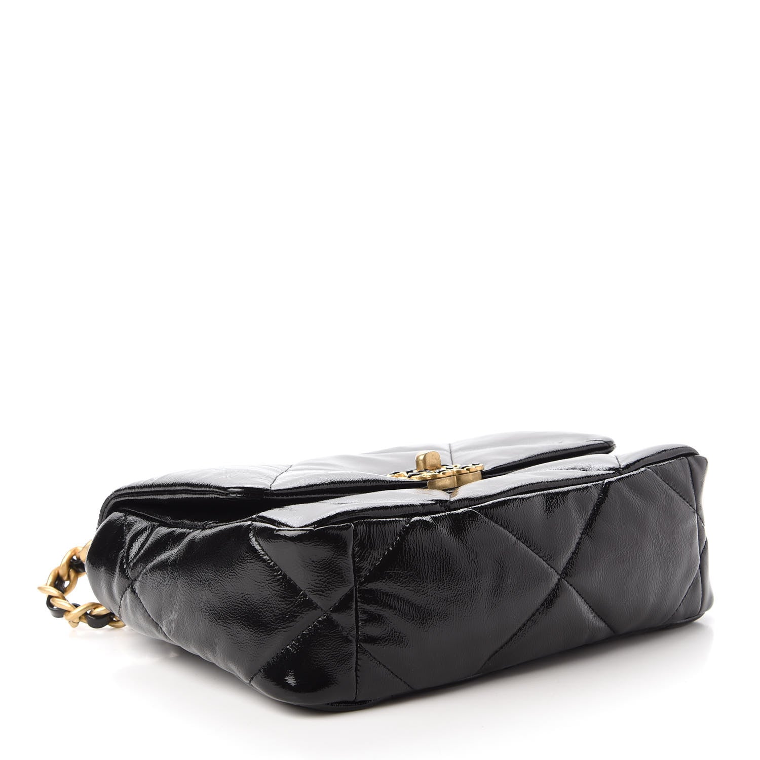 Chanel Shiny Crumpled Calfskin Quilted Medium Chanel 19 Flap Black 4 of 11
