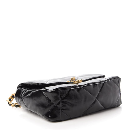 Chanel Shiny Crumpled Calfskin Quilted Medium Chanel 19 Flap Black 4 of 11