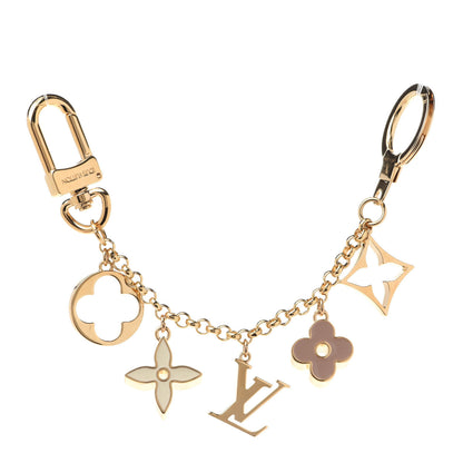 Louis Vuitton Brass Enamel Fleur De Monogram Bag Charm Chain Gold 1 of 6
