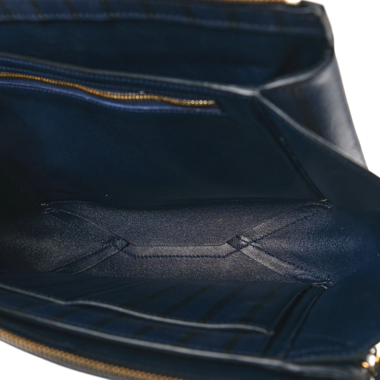 Celine Grained Calfskin Striped Tri-Fold Clutch Midnight 5 of 8