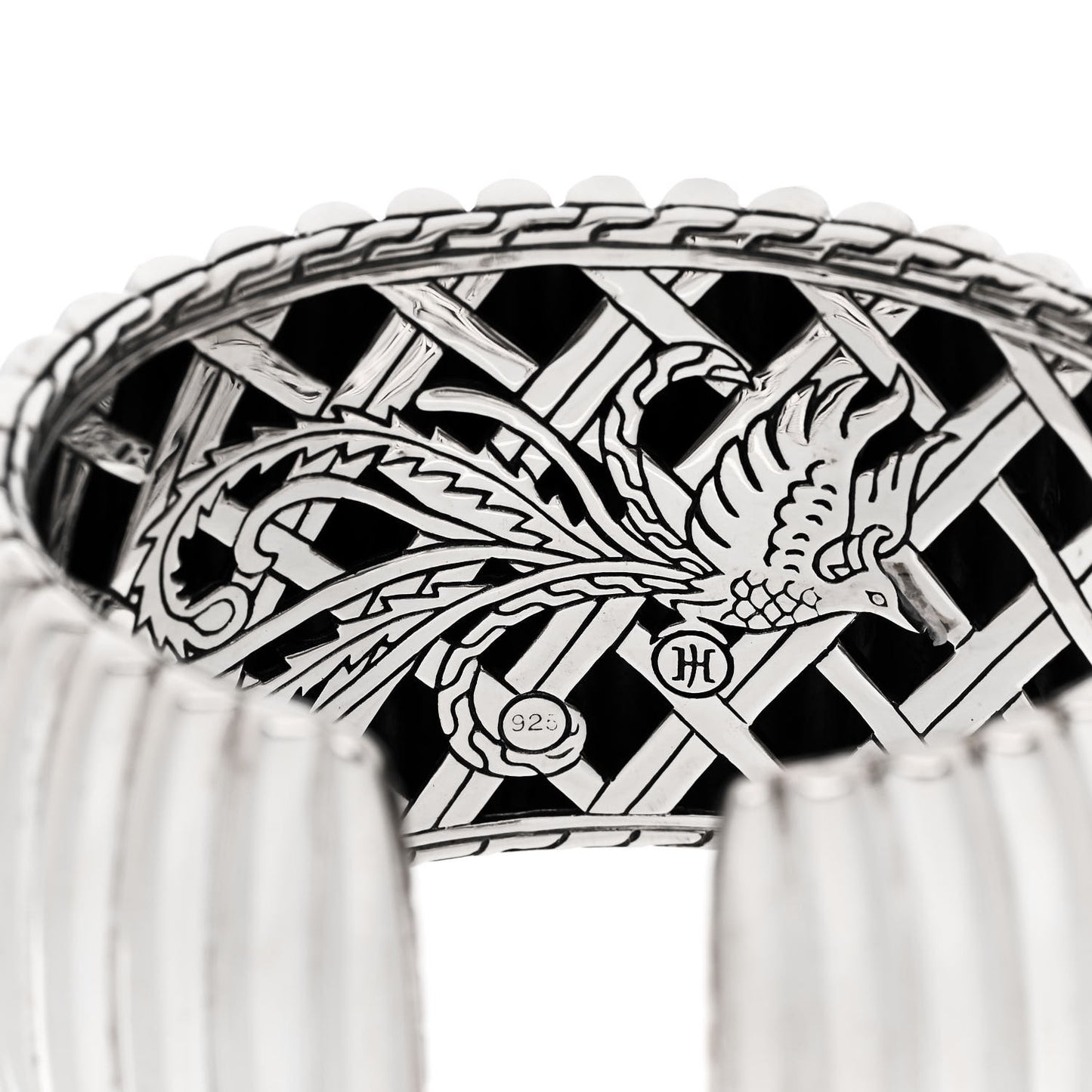 Sterling Silver Wide Bedeg Rippled Cuff Bracelet