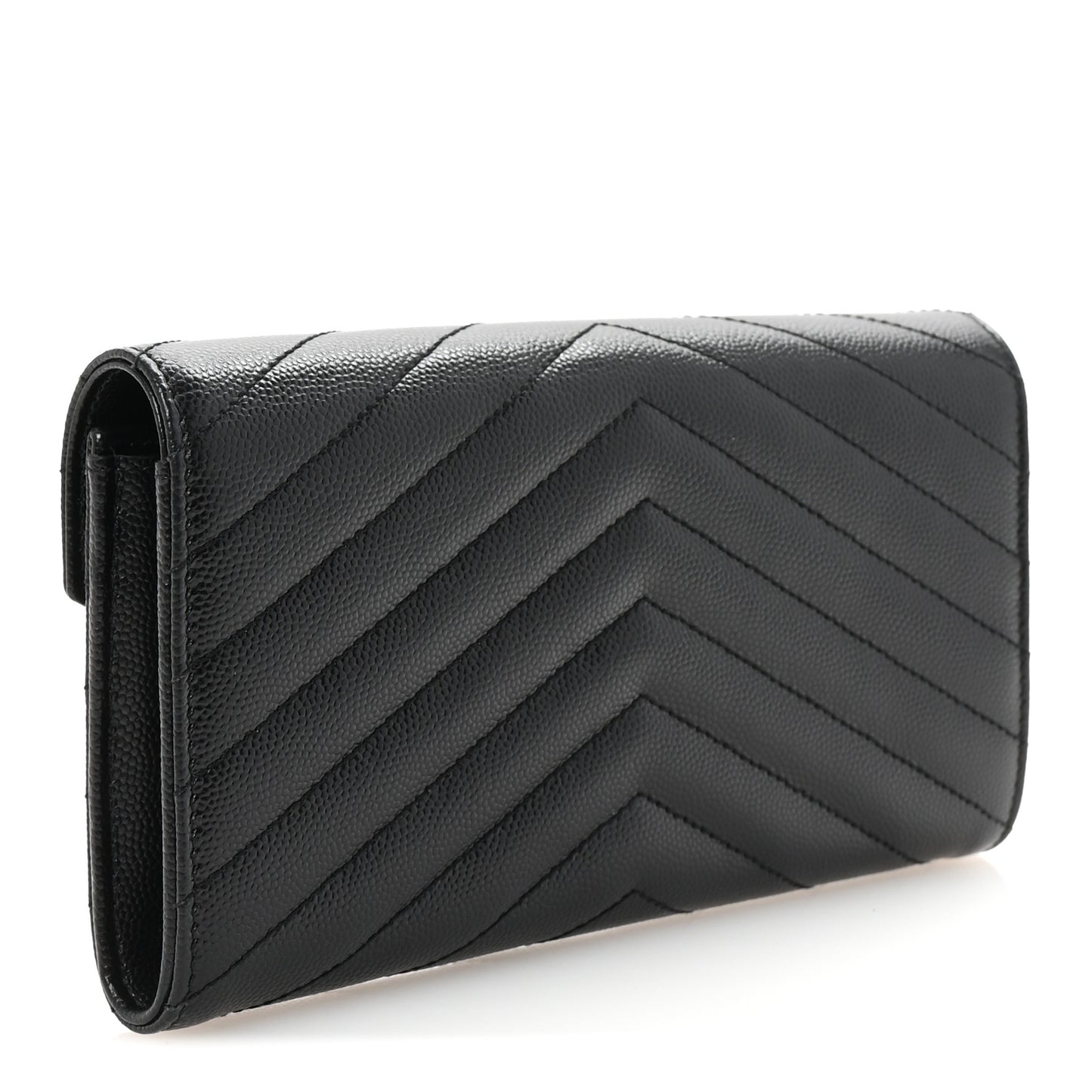 Grain De Poudre Matelasse Chevron Monogram Flap Wallet Black