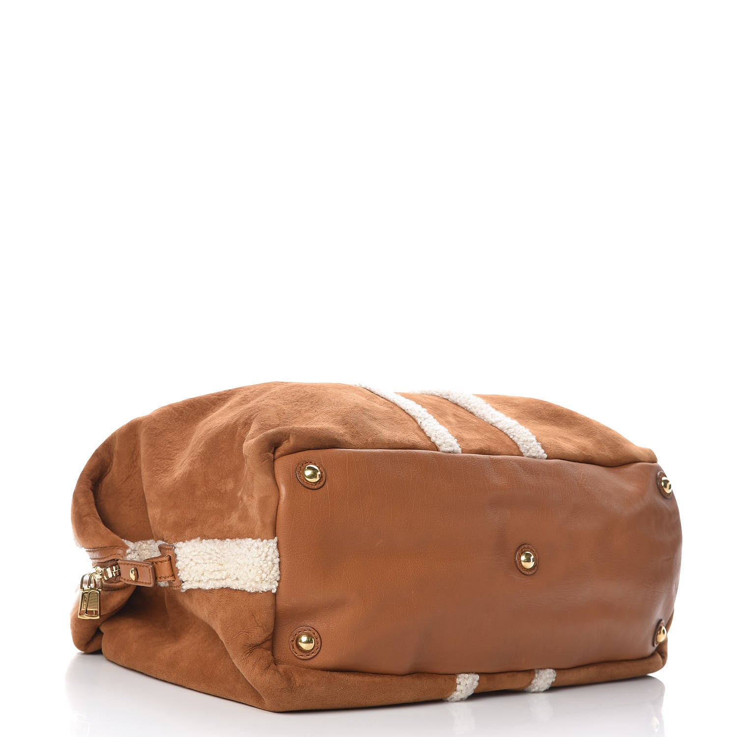 Saint Laurent Suede Shearling Medium Easy Sac Tan 4 of 15