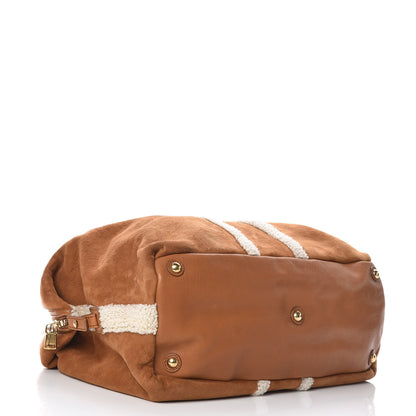 Saint Laurent Suede Shearling Medium Easy Sac Tan 4 of 15