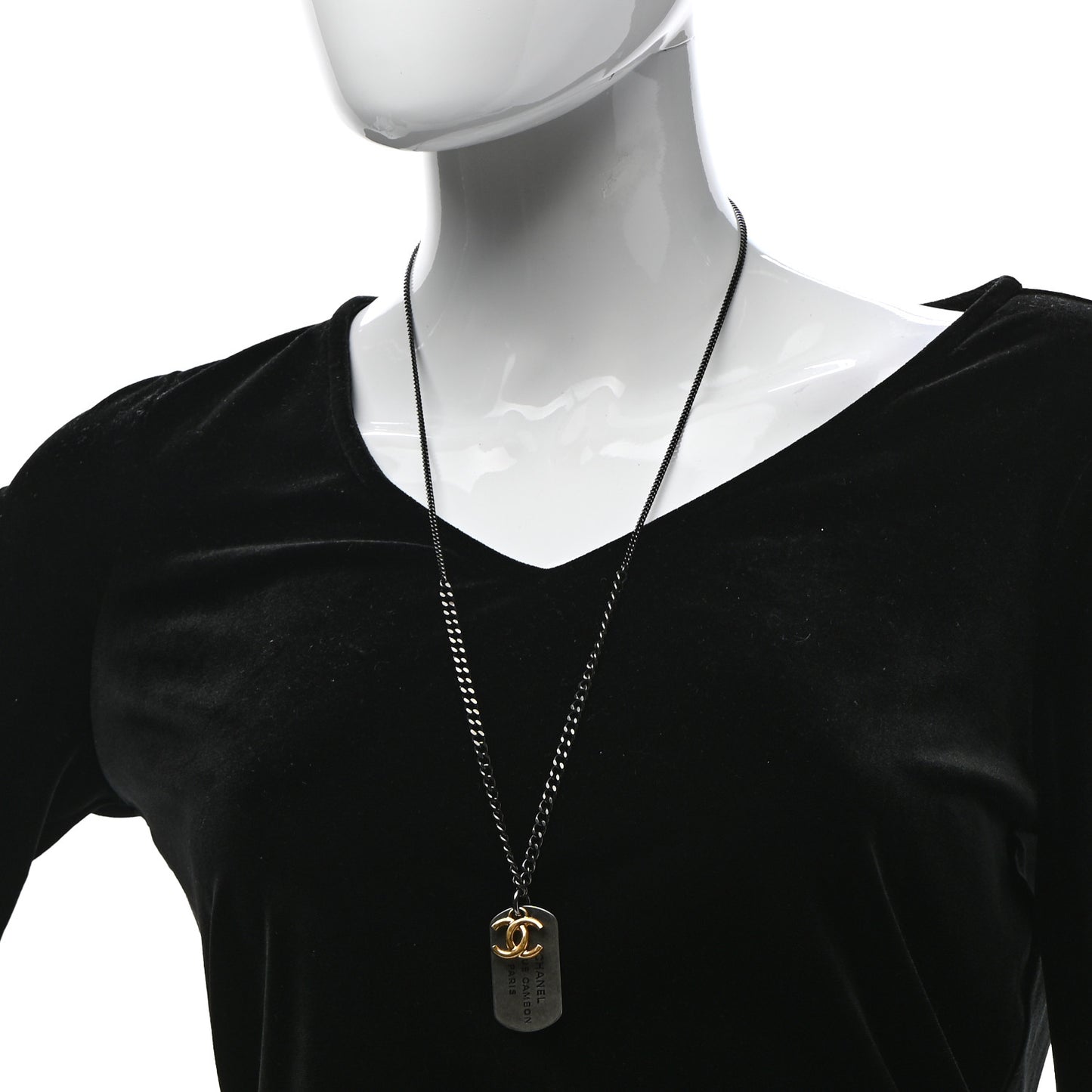 Ruthenium ID Dog Tag Charm Necklace Silver Gold