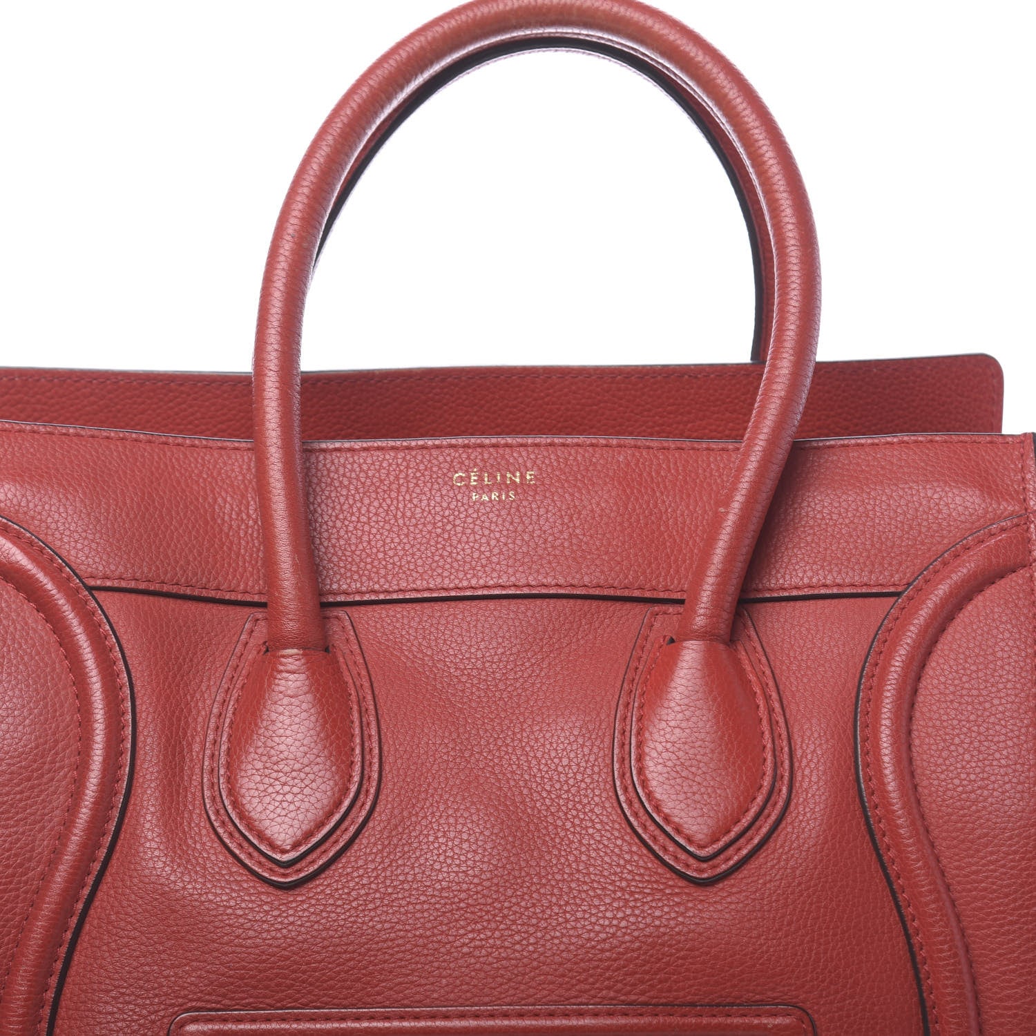Celine Drummed Calfskin Mini Luggage Red 19 of 21