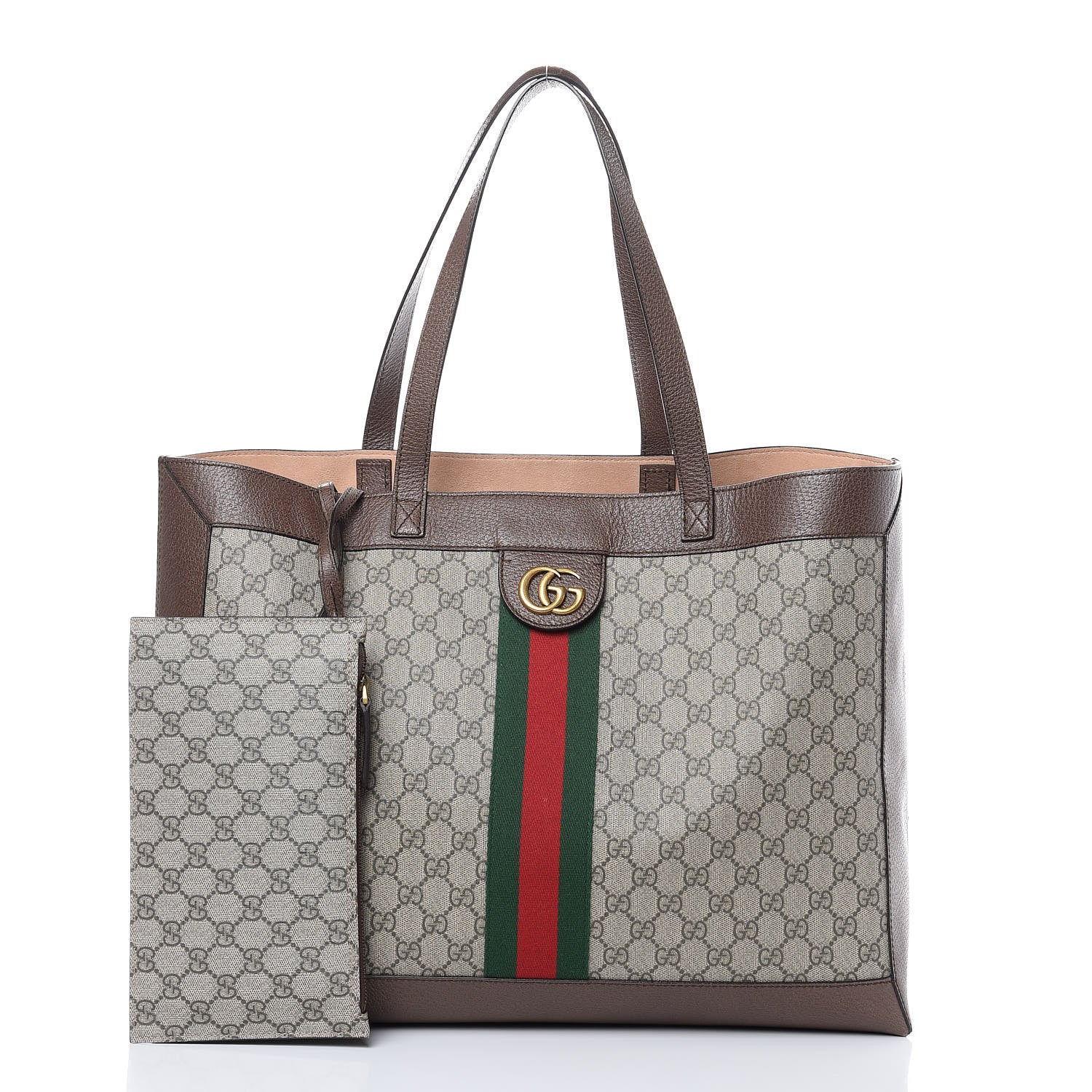 Gucci GG Supreme Monogram Web Ophidia Tote Brown 3 of 12