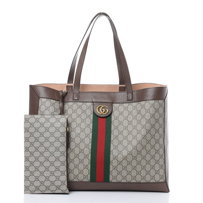 Gucci GG Supreme Monogram Web Ophidia Tote Brown 3 of 12