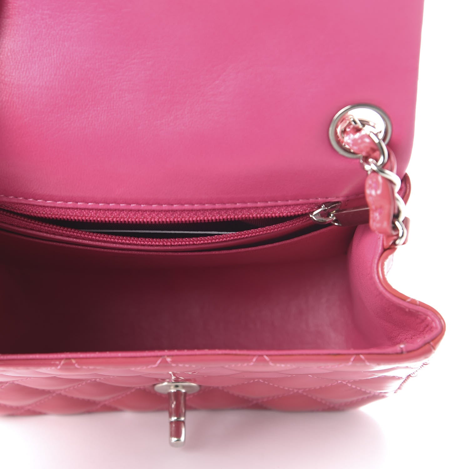 Chanel Patent Quilted Mini Square Flap Pink 9 of 19