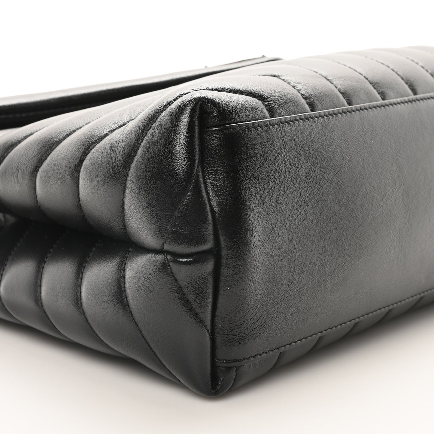 Calfskin Y Quilted Monogram Monochrome Medium Loulou Chain Satchel Black