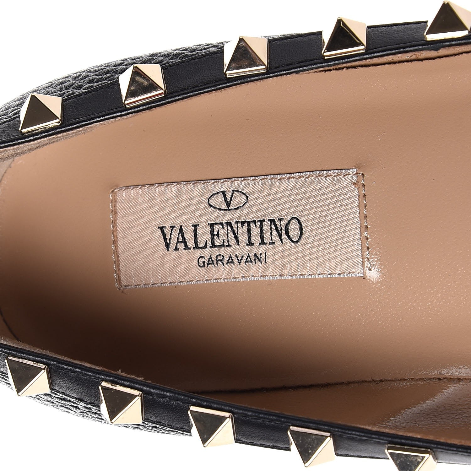 Valentino Garavani Pebbled Calfskin Rockstud Ballerina Flats 37 Black 7 of 8