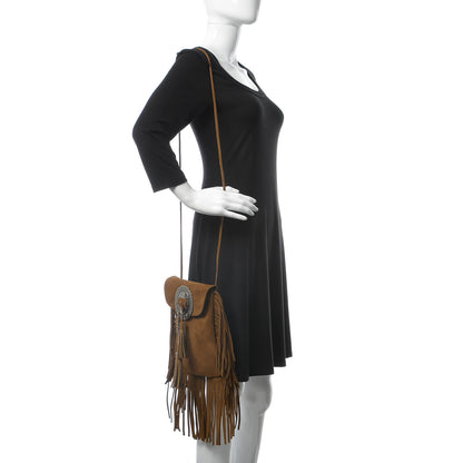 Saint Laurent Suede Fringe Flat Anita Crossbody Bag Camel 2 of 10