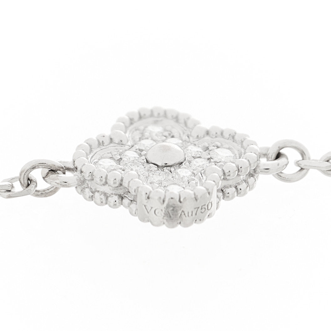 Van Cleef & Arpels 18K White Gold Diamond 6 Motifs Sweet Alhambra Bracelet 4 of 5