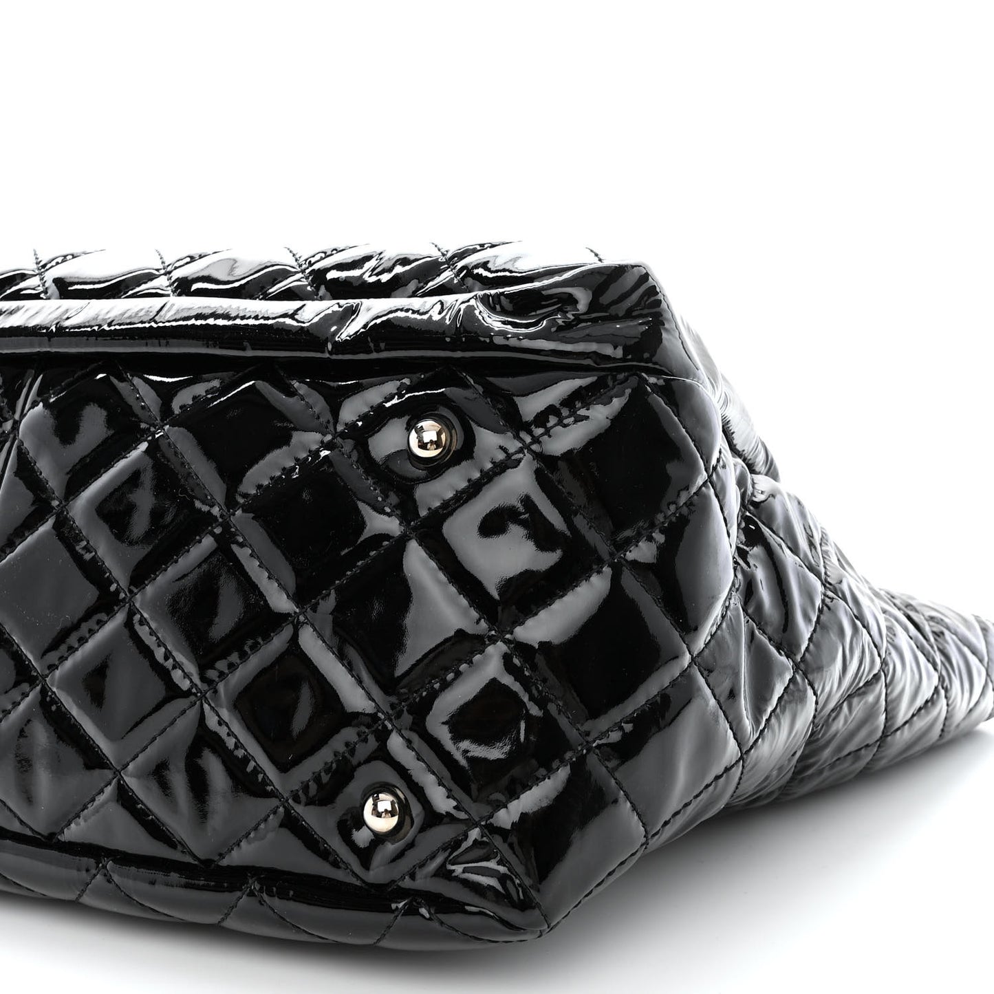 Patent Quilted Chic and Glitter Large Tote Black