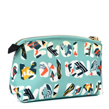 Fendi Nylon Roma Print Large Cosmetic Pouch Tiffany Multicolor 3 of 11