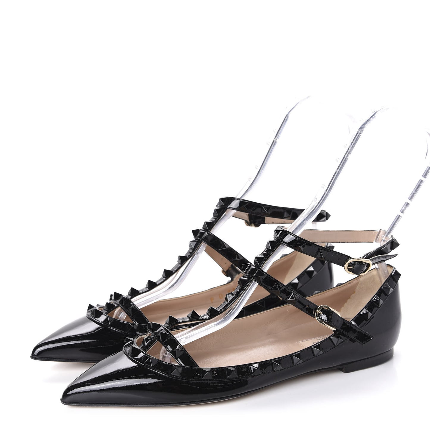 Patent Rockstud Cage Ballerina Flats 38.5 Black