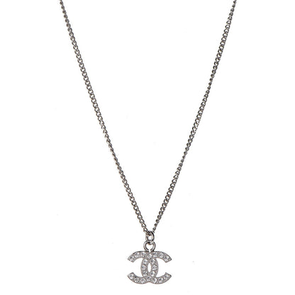 Chanel Crystal Timeless CC Necklace Silver 1 of 5