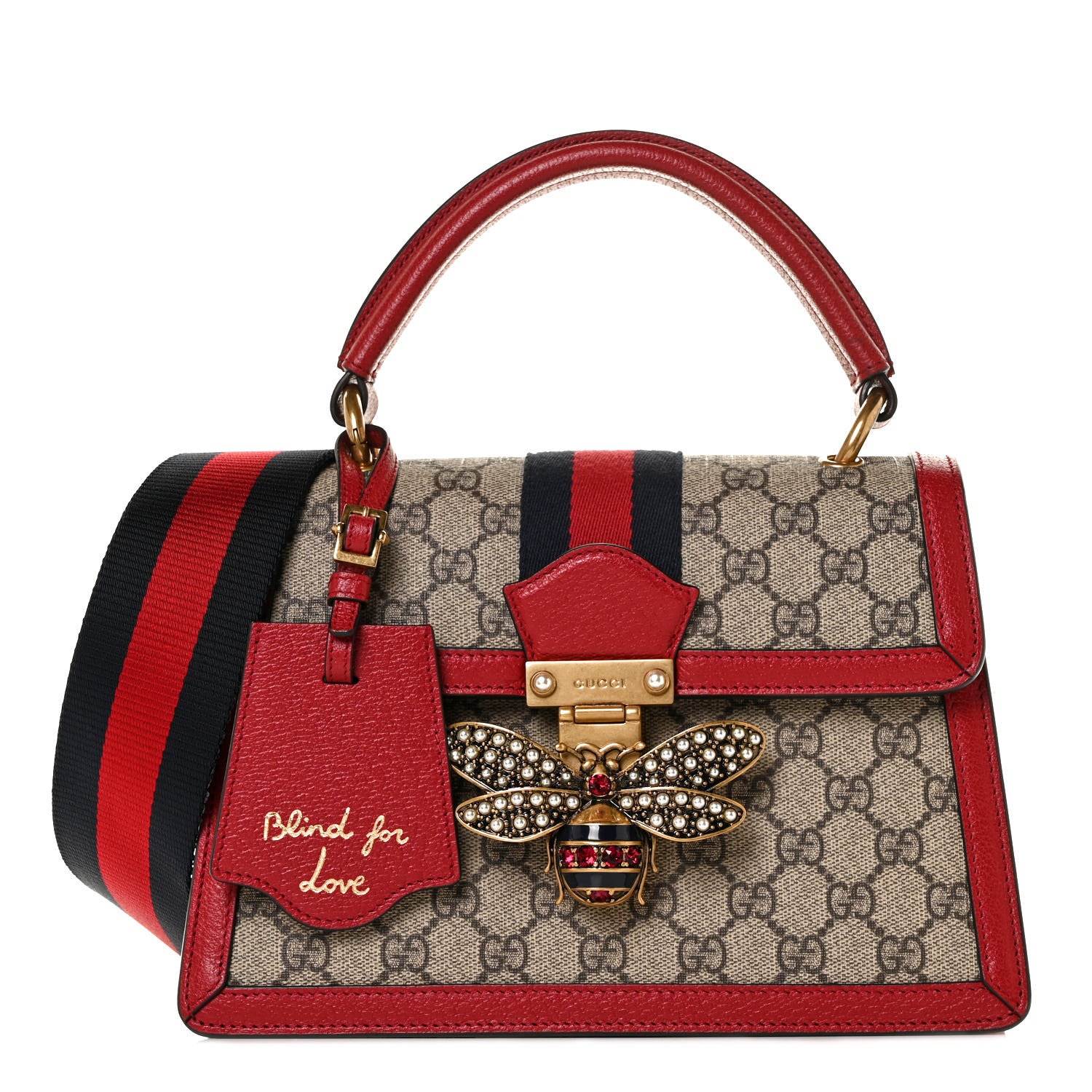 Gucci GG Supreme Monogram Small Queen Margaret Top Handle Bag Red 1 of 11
