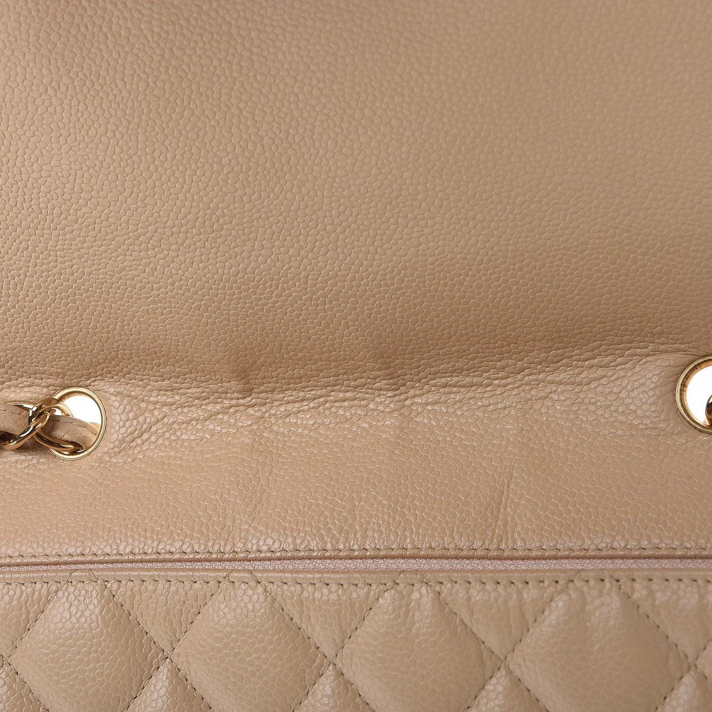 Caviar Quilted Jumbo Single Flap Beige Clair