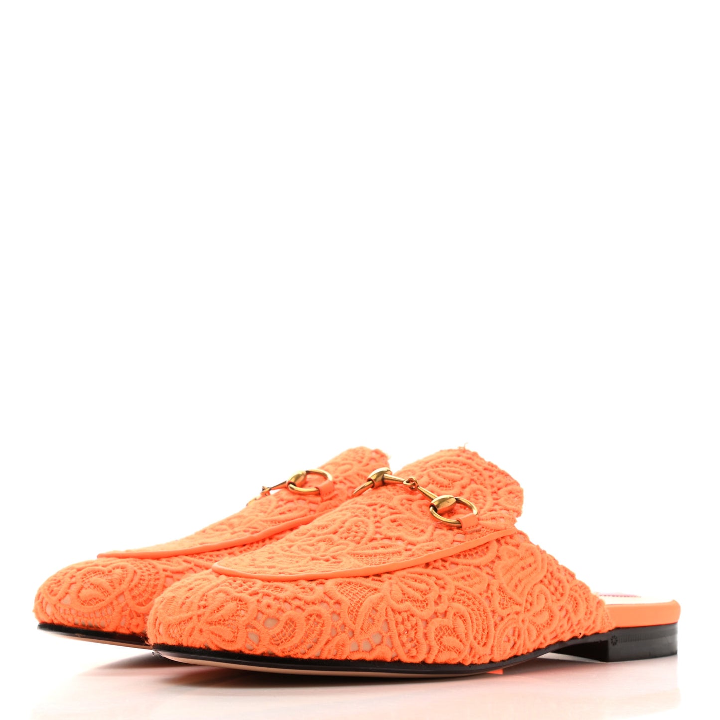Lace Malaga Kid Womens Princetown Slippers 37.5 Orange Fluo Skin Rose