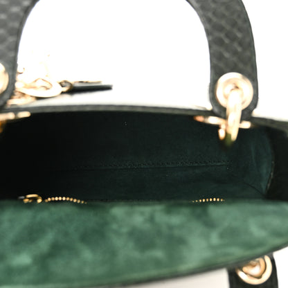 Christian Dior Shiny Snakeskin Mini Lady Dior Emerald Green 9 of 17