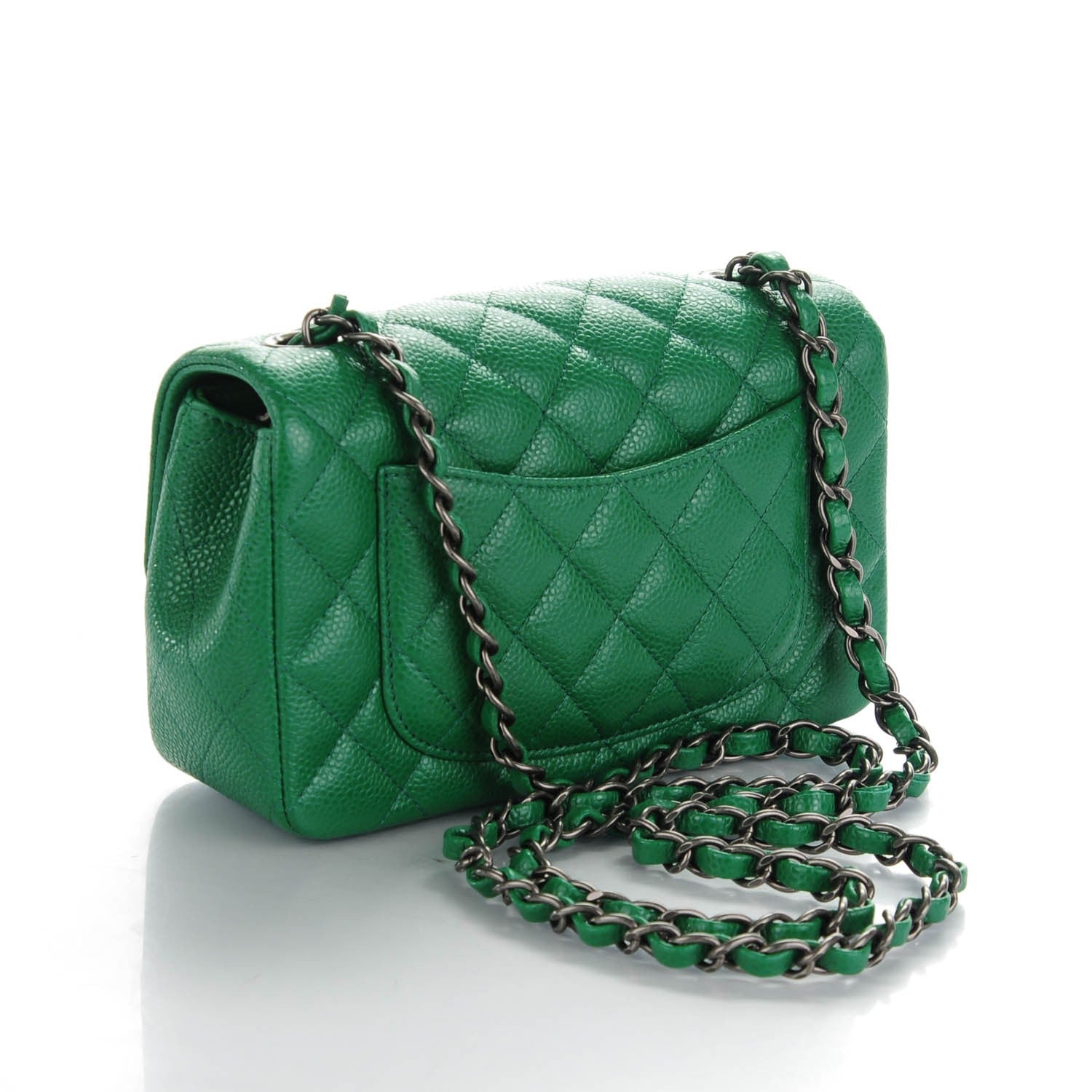 Chanel Caviar Quilted Mini Rectangular Flap Green 3 of 7