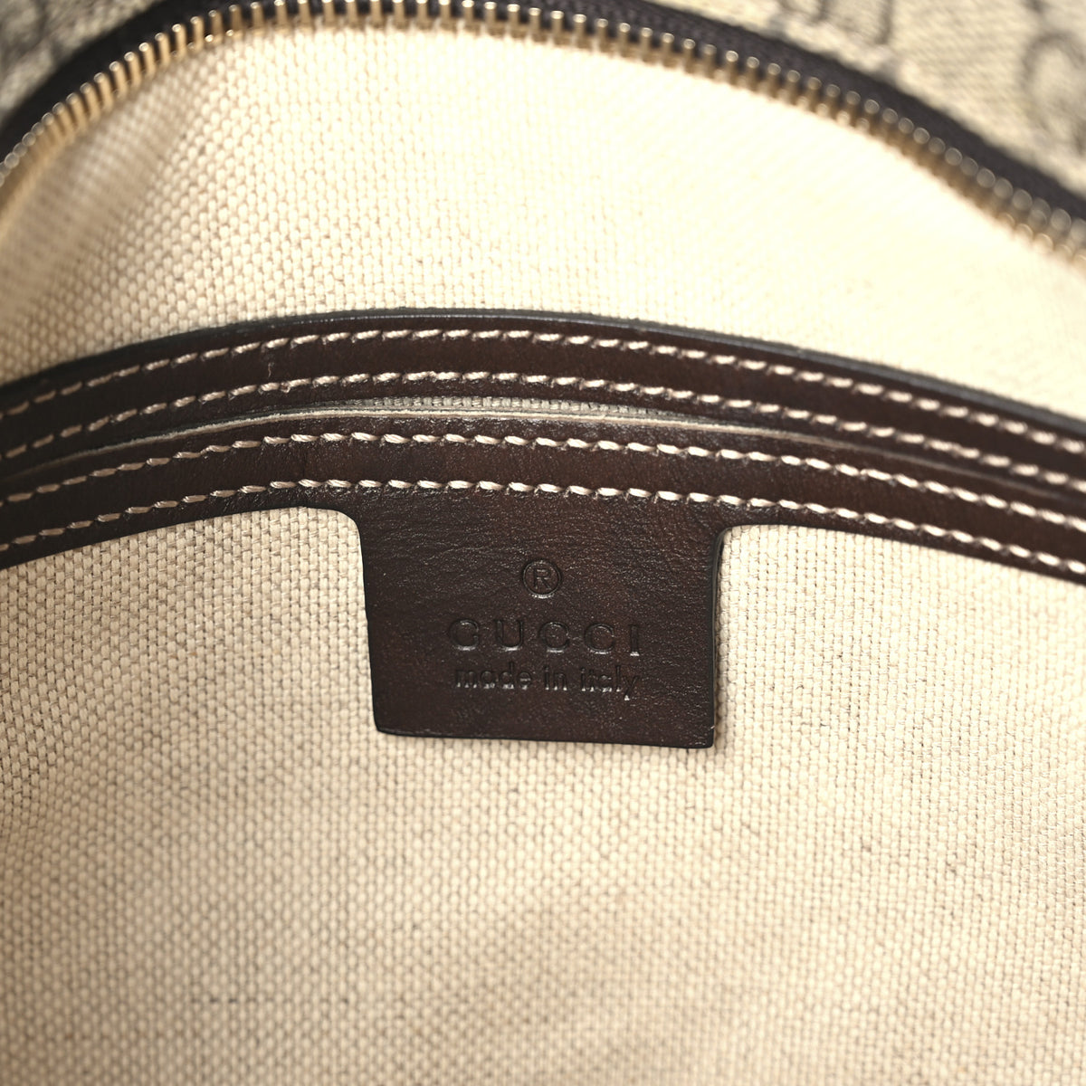 GG Supreme Monogram Selleria Calfskin Small Flat Side Zip Messenger Bag Beige Ebony Cocoa Dark Chocolate