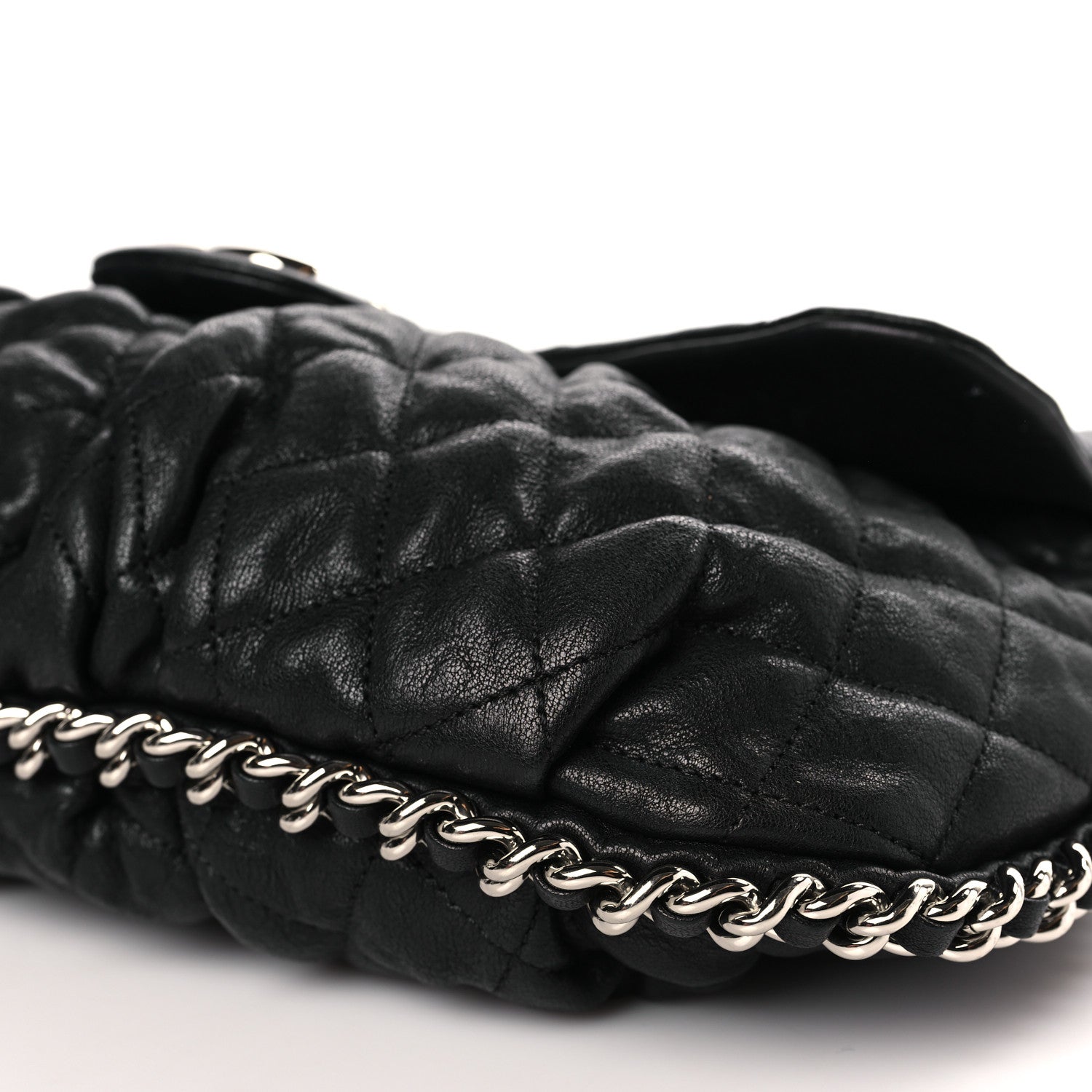 Chanel Washed Lambskin Quilted Large Chain Around Messenger Black 9 of 9