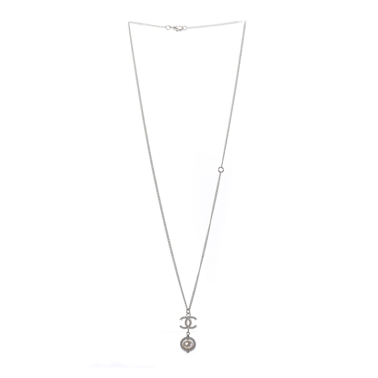 Crystal CC Pearl Drop Necklace Gold