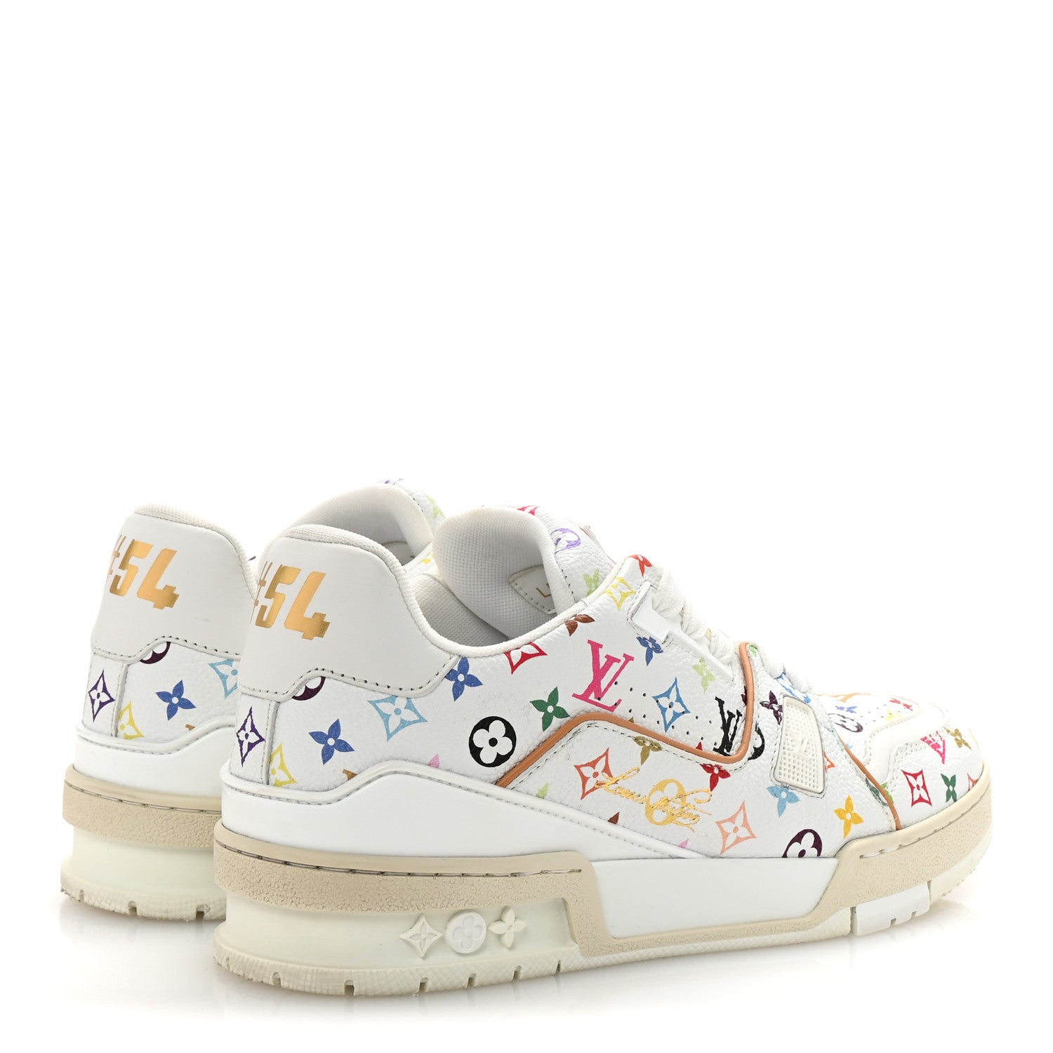 Louis Vuitton LV X TM Calfskin Monogram Multicolor Womens LV Trainer Sneakers 38 White 5 of 9