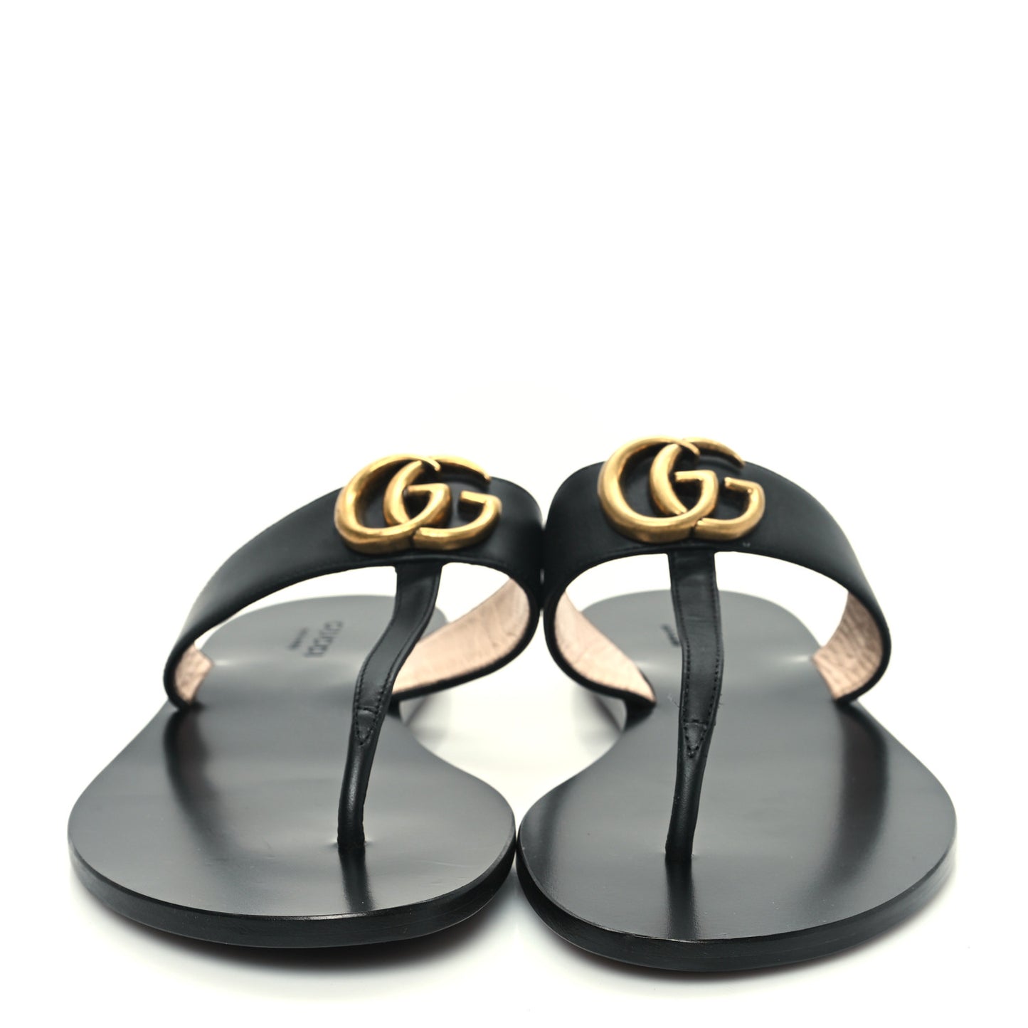 Calfskin GG Marmont Thong Sandals 37 Black