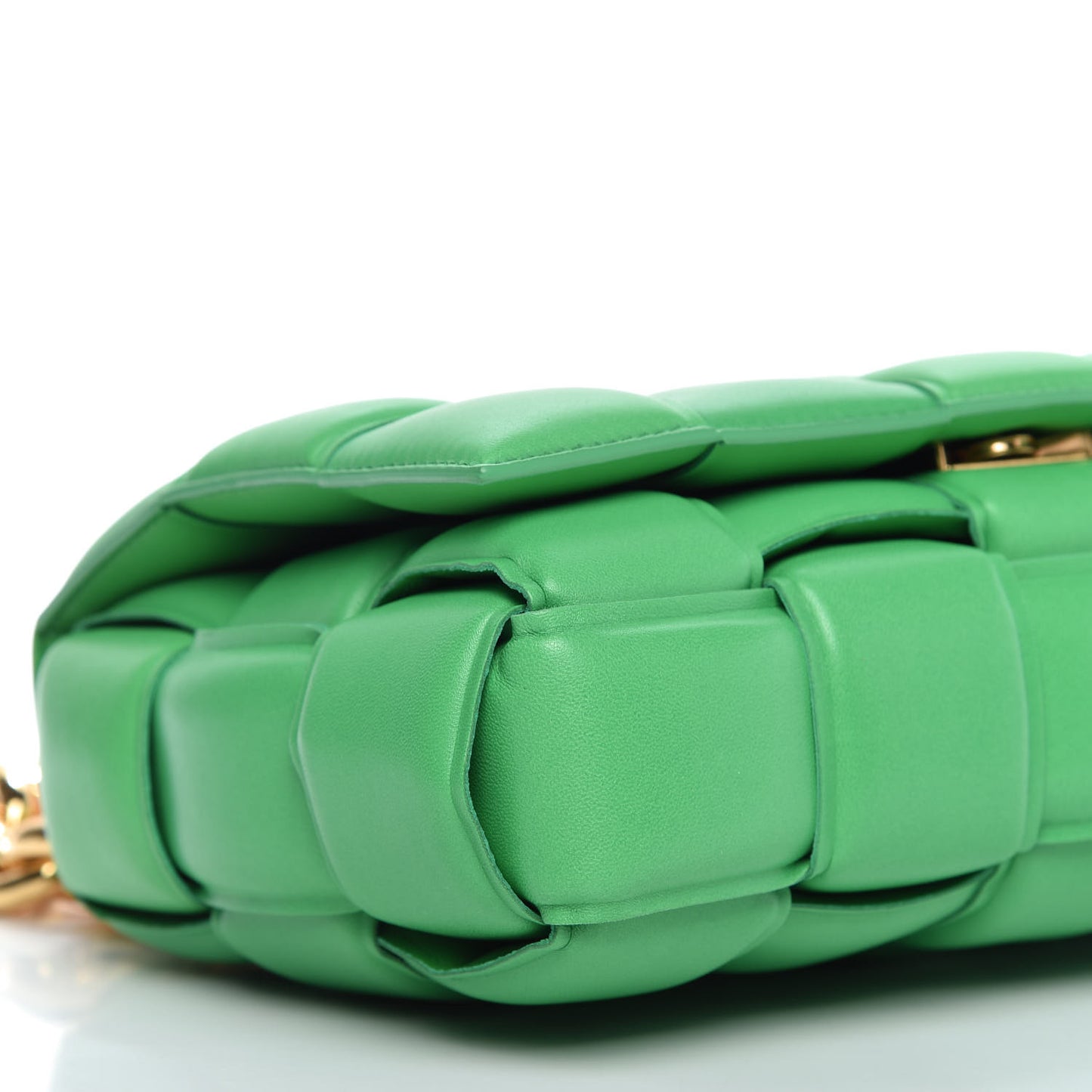 Lambskin Maxi Intreccio Padded Chain Cassette Crossbody Bag Grass
