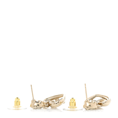 Chanel Metal Crystal CC Heart Drop Earrings Gold 4 of 5