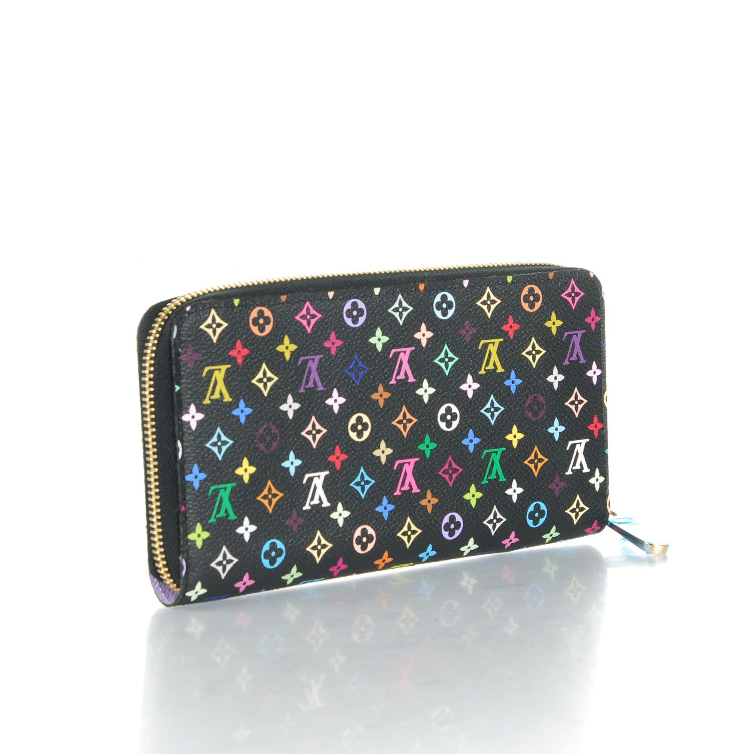 Louis Vuitton Monogram Multicolor Zippy Wallet Black Violet 3 of 7