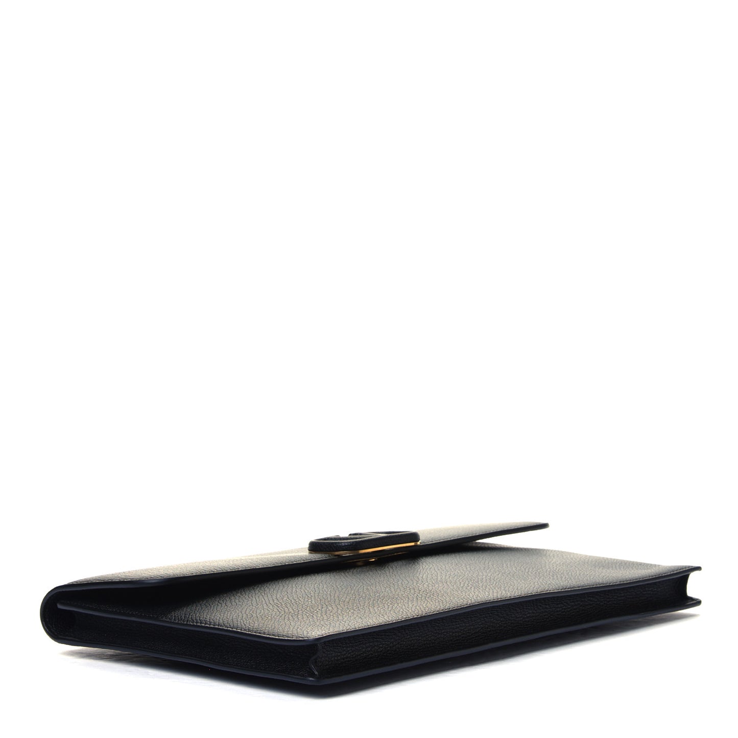 Grained Calfskin Large Vlogo Clutch Black