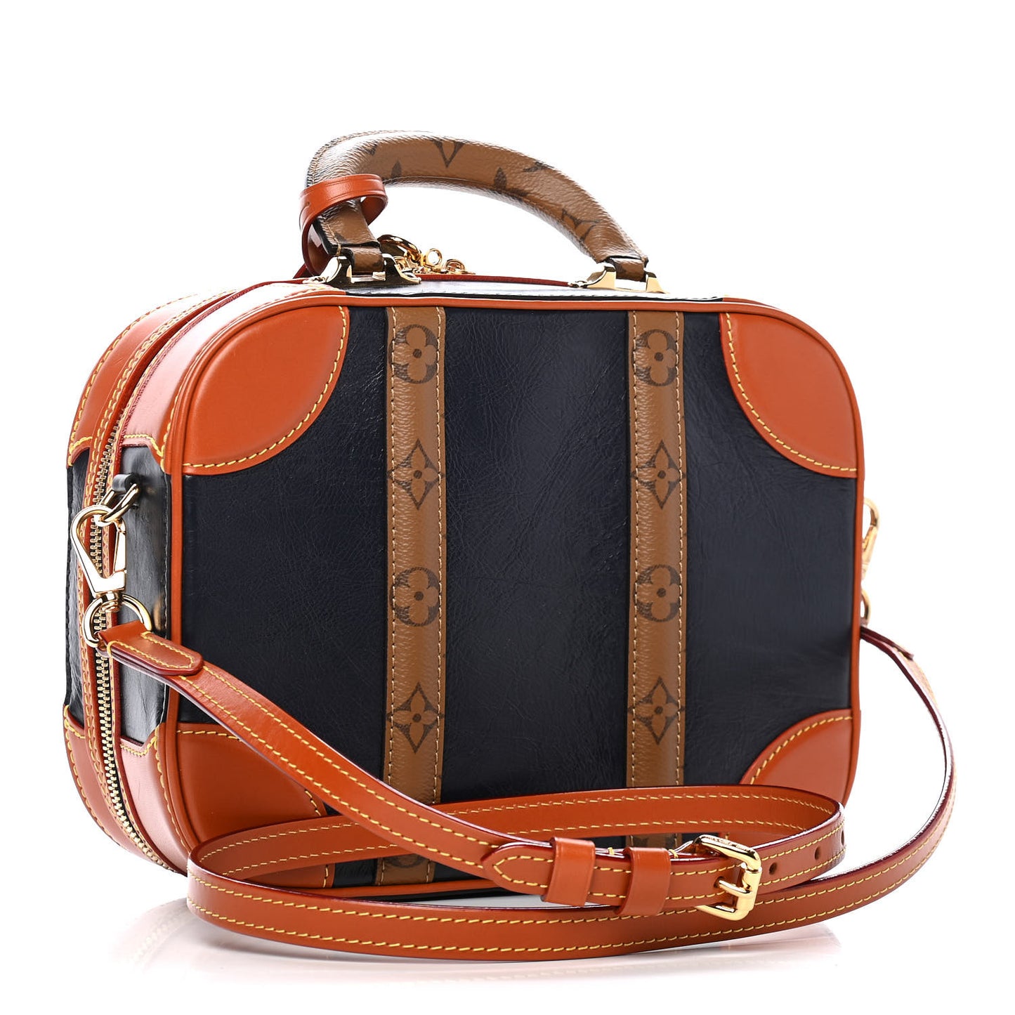 Calfskin Reverse Monogram Valisette PM Navy Caramel