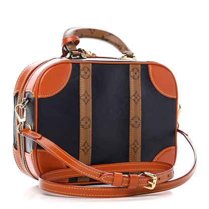 Louis Vuitton Calfskin Reverse Monogram Valisette PM Navy Caramel 3 of 10