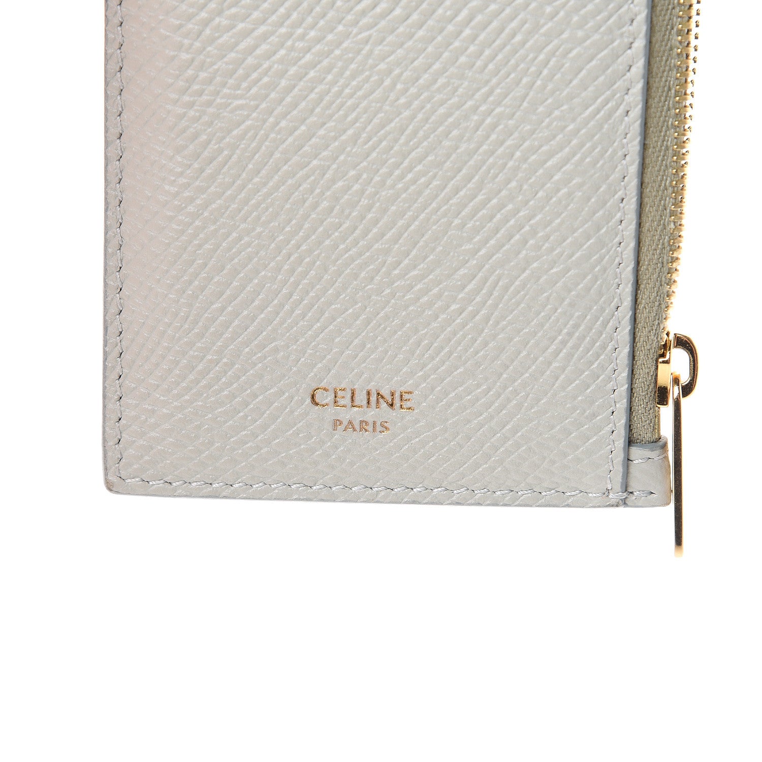 Celine Grained Calfskin Zipped Card Holder Vert D’eau 5 of 9