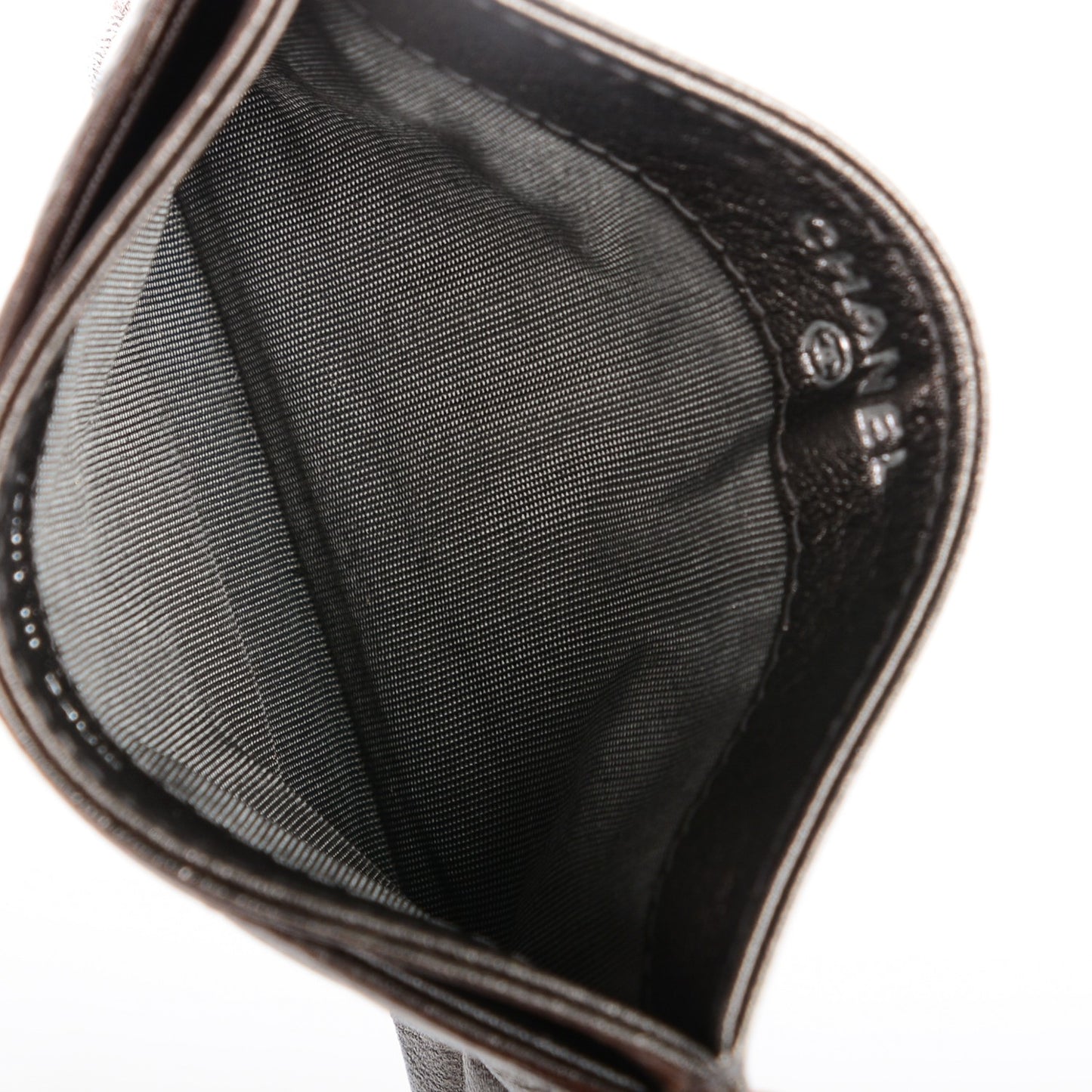 Metallic Calfskin Quilted Diamond CC Card Holder Pewter