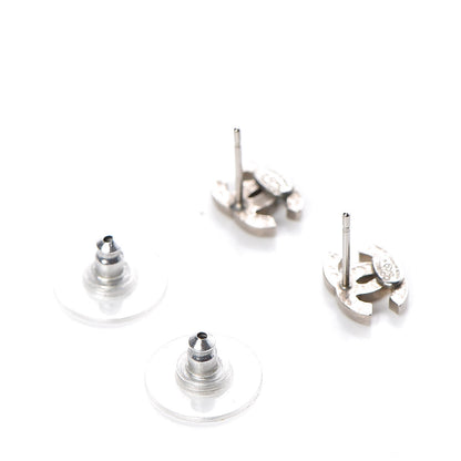 Chanel Crystal Mini Timeless CC Earrings Silver 3 of 5