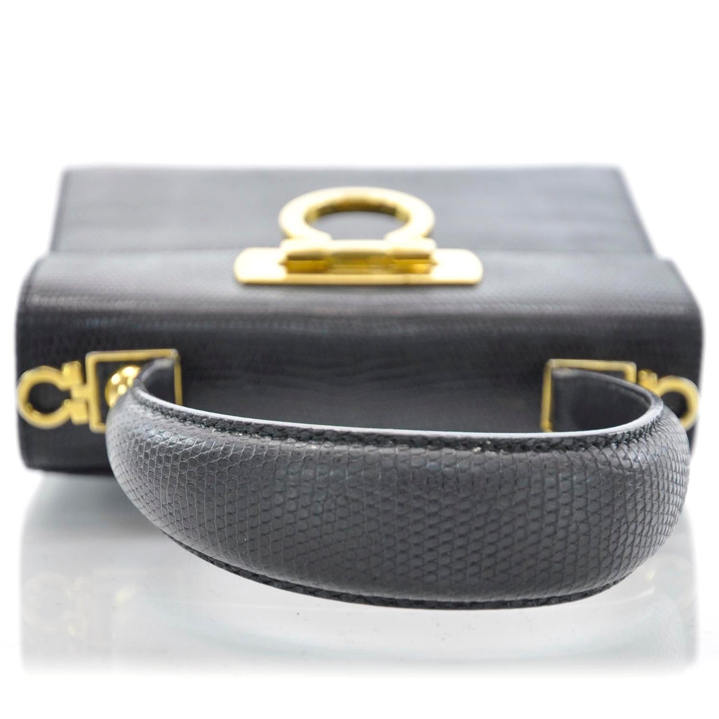 SALVATOREFERRAGAMOLizardEmbossedLadyGanciniBlack