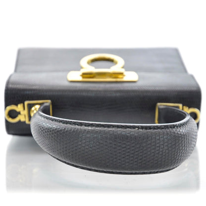 FASHIONPHILE SALVATOREFERRAGAMOLizardEmbossedLadyGanciniBlack 5 of 9