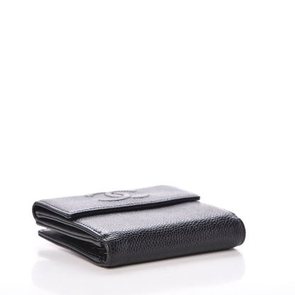 Chanel Caviar Timeless CC Compact French Wallet Black 4 of 11