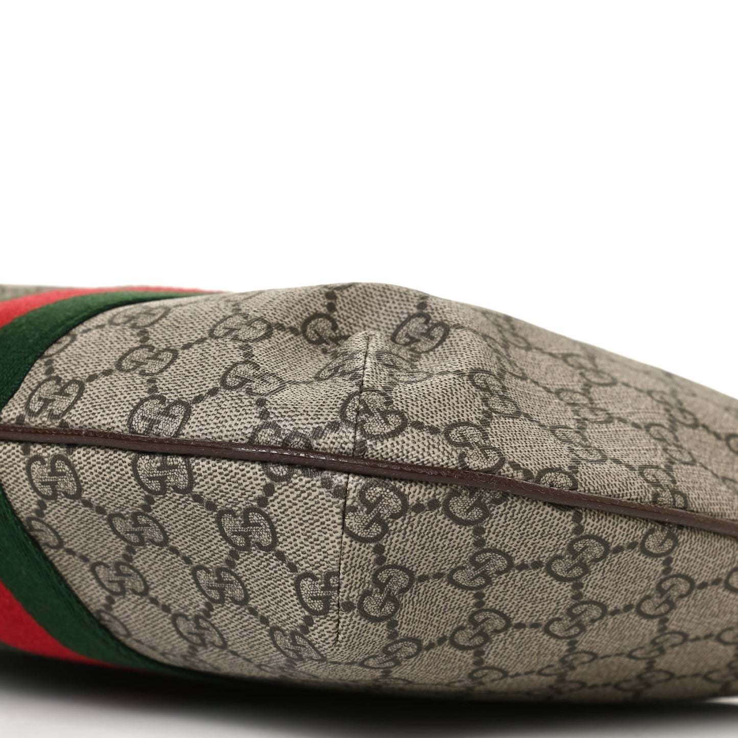 GG Supreme Monogram Web Small Ophidia Half Moon Hobo Brown