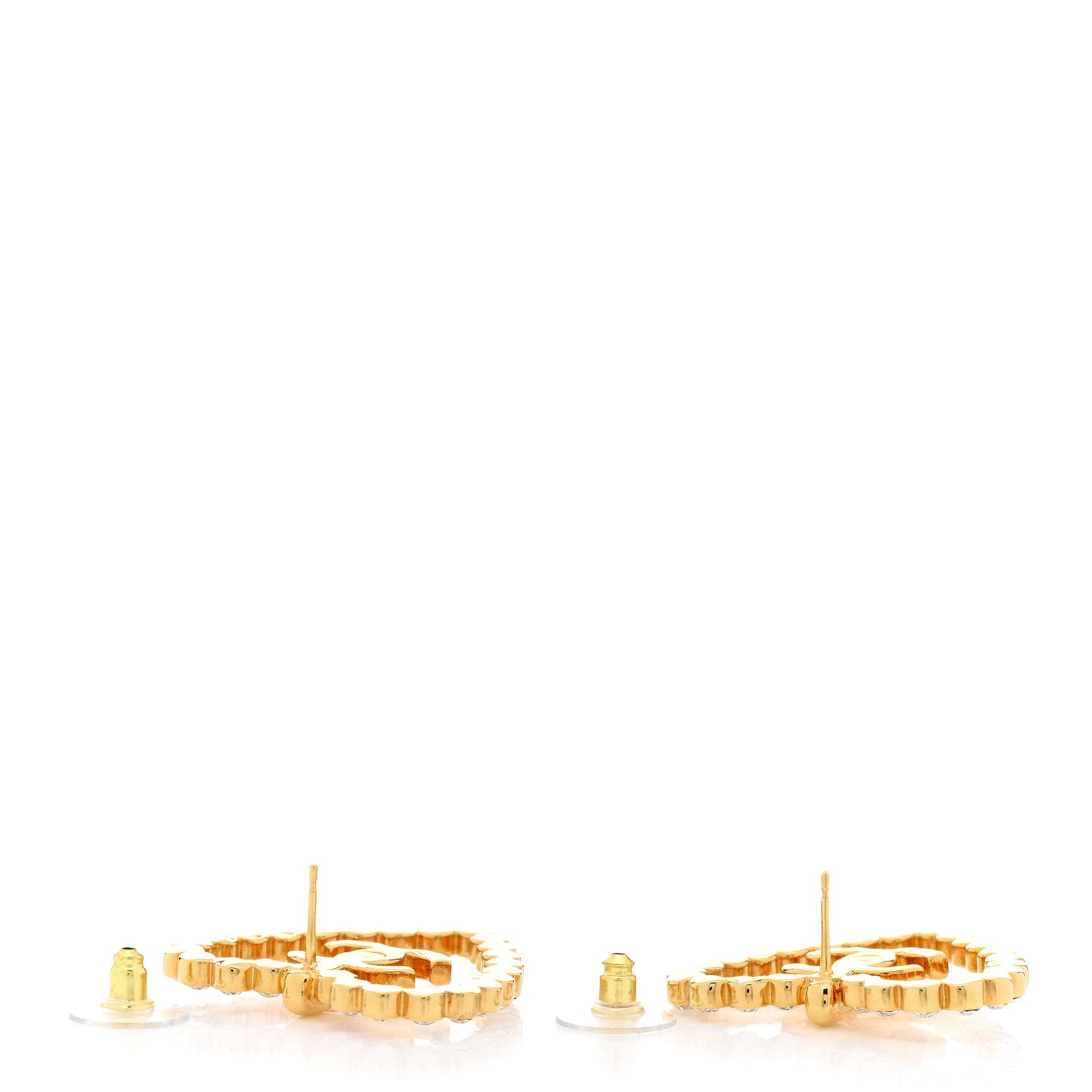 Crystal Heart CC Earrings Gold