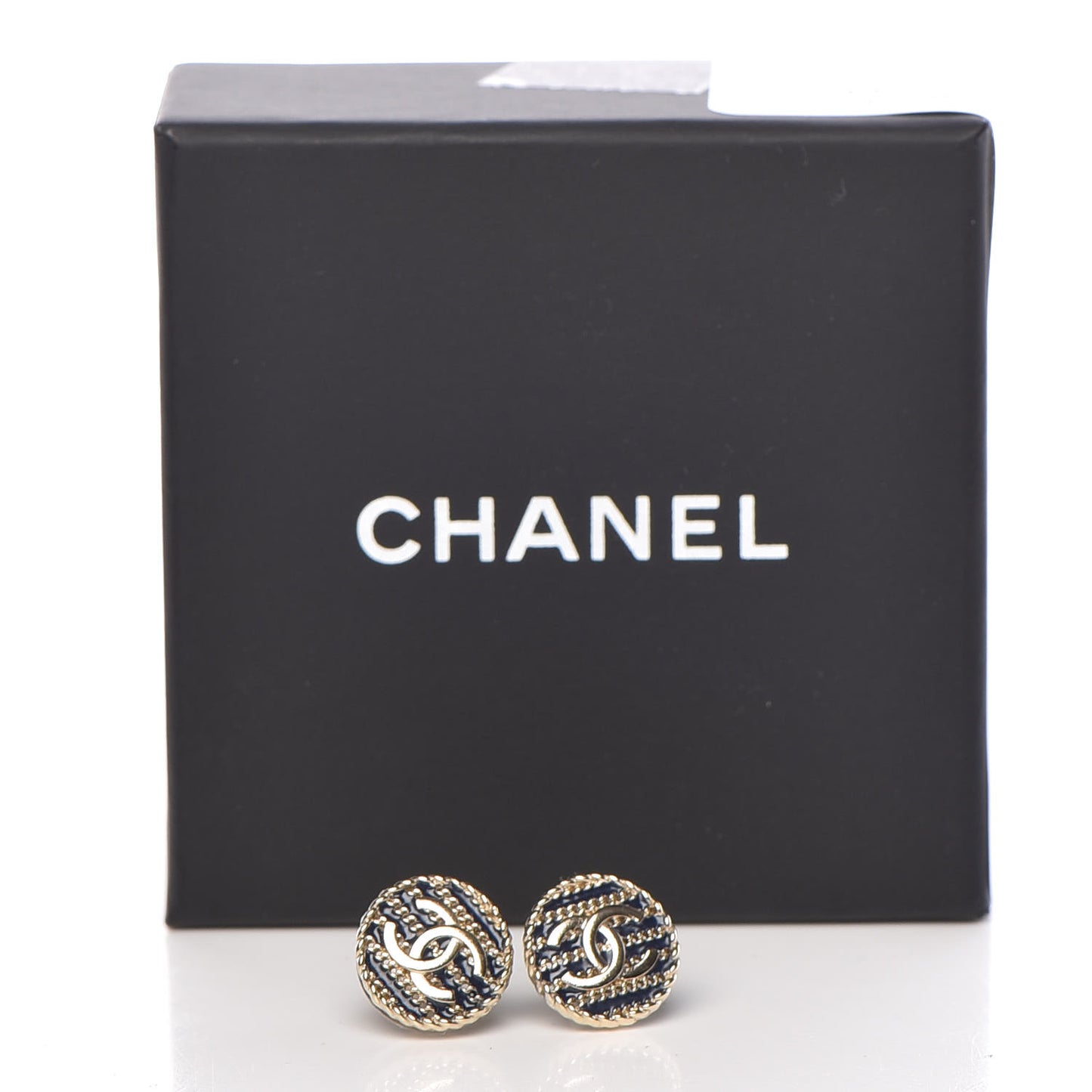 Enamel CC Earrings Blue Gold